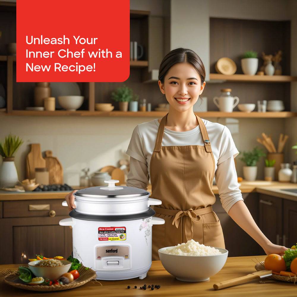 Sanford 1.8L Electric Rice Cooker With Steamer | SF2501RC - SANFORD MIDDLE EAST DWC L.L.C