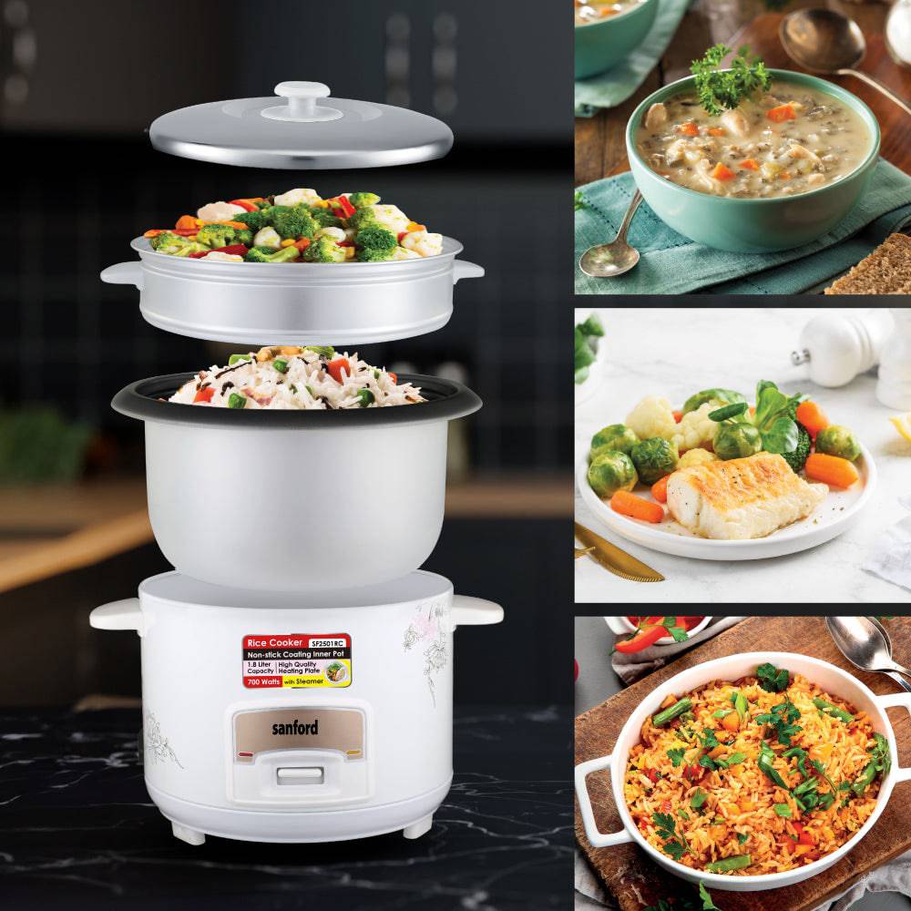 Sanford 1.8L Electric Rice Cooker With Steamer | SF2501RC - SANFORD MIDDLE EAST DWC L.L.C
