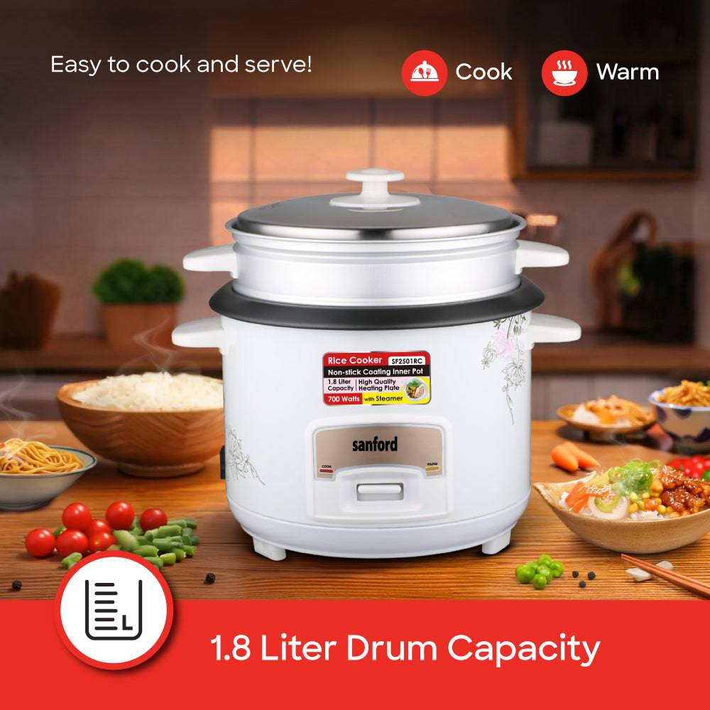 Sanford 1.8L Electric Rice Cooker With Steamer | SF2501RC - SANFORD MIDDLE EAST DWC L.L.C