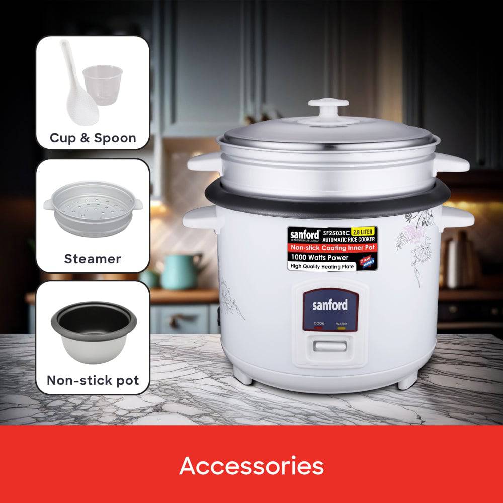 Sanford 2.8L Electric Rice Cooker With Steamer | SF2503RC - SANFORD MIDDLE EAST DWC L.L.C