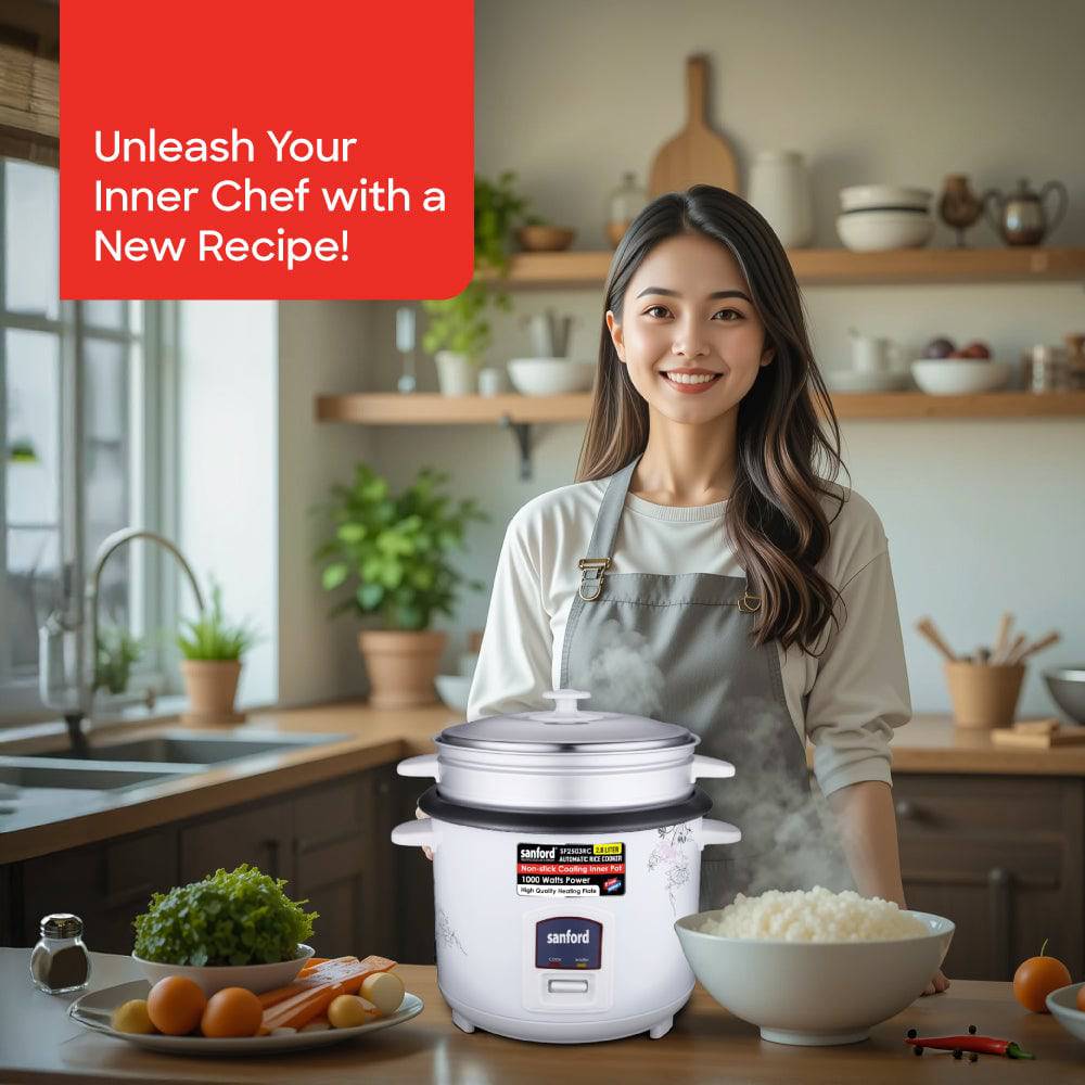 Sanford 2.8L Electric Rice Cooker With Steamer | SF2503RC - SANFORD MIDDLE EAST DWC L.L.C