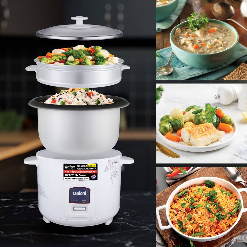 Sanford 2.8L Electric Rice Cooker With Steamer | SF2503RC - SANFORD MIDDLE EAST DWC L.L.C