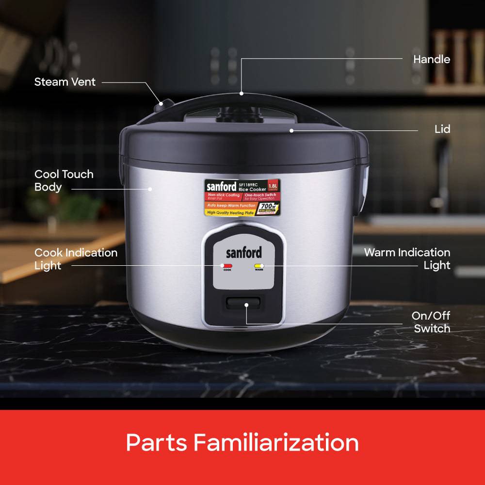 Sanford 1.8L Electric Rice Cooker | SF1189RC - SANFORD MIDDLE EAST DWC L.L.C