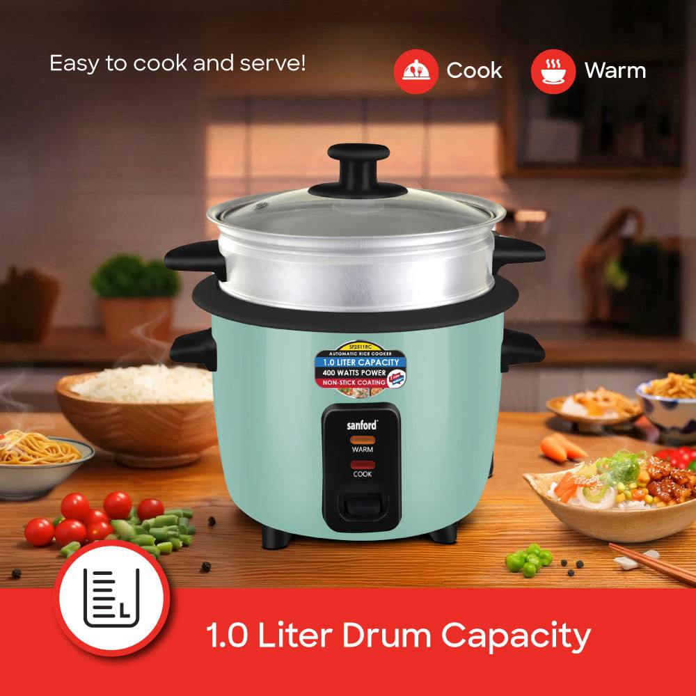 Sanford 1.0L Electric Rice Cooker With Steamer | SF2511RC - SANFORD MIDDLE EAST DWC L.L.C