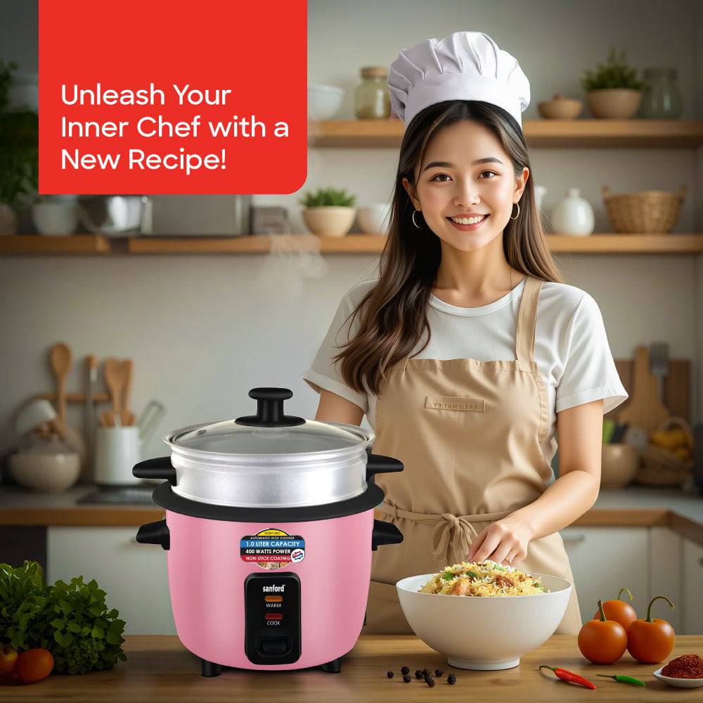 Sanford 1.0L Electric Rice Cooker With Steamer | SF2511RC - SANFORD MIDDLE EAST DWC L.L.C
