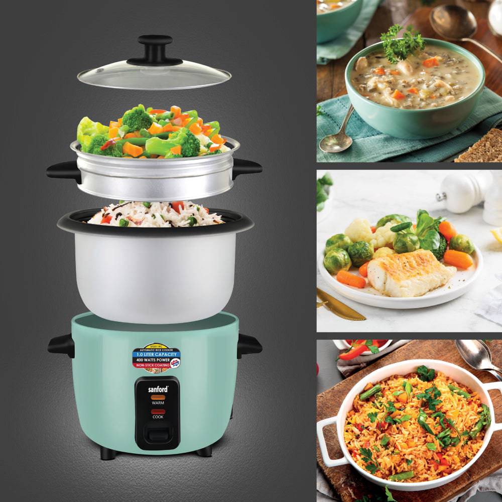 Sanford 1.0L Electric Rice Cooker With Steamer | SF2511RC - SANFORD MIDDLE EAST DWC L.L.C