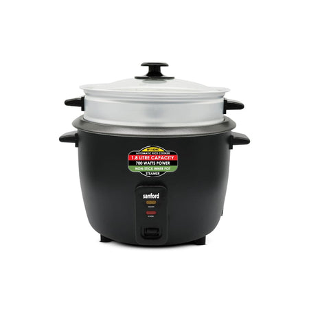 Sanford 1.8L electric rice cooker with steamer basket and automatic keep warm