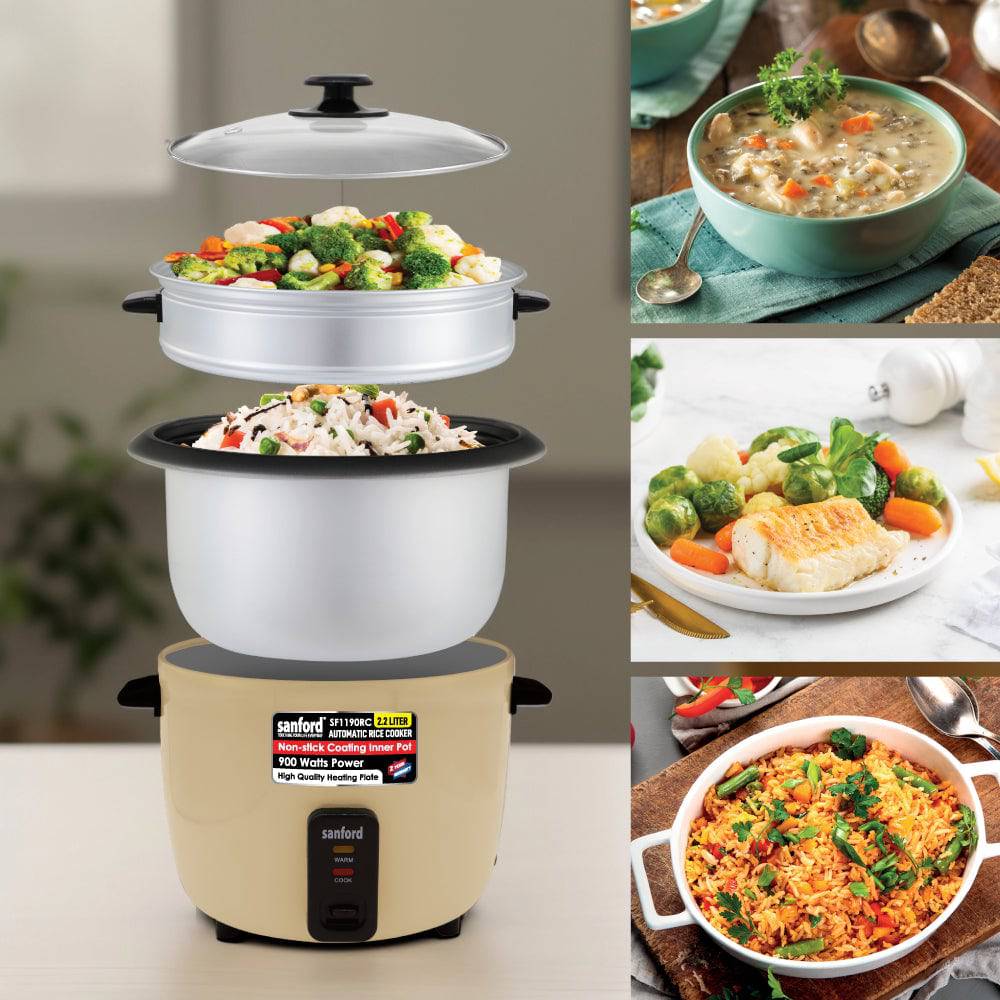 Sanford 2.2L Electric Rice Cooker With Steamer | SF1190RC - SANFORD MIDDLE EAST DWC L.L.C