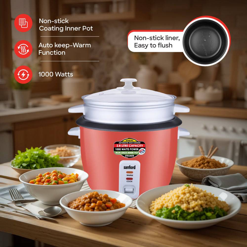 Sanford 2.8L Electric Rice Cooker With Steamer | SF2507RC - SANFORD MIDDLE EAST DWC L.L.C