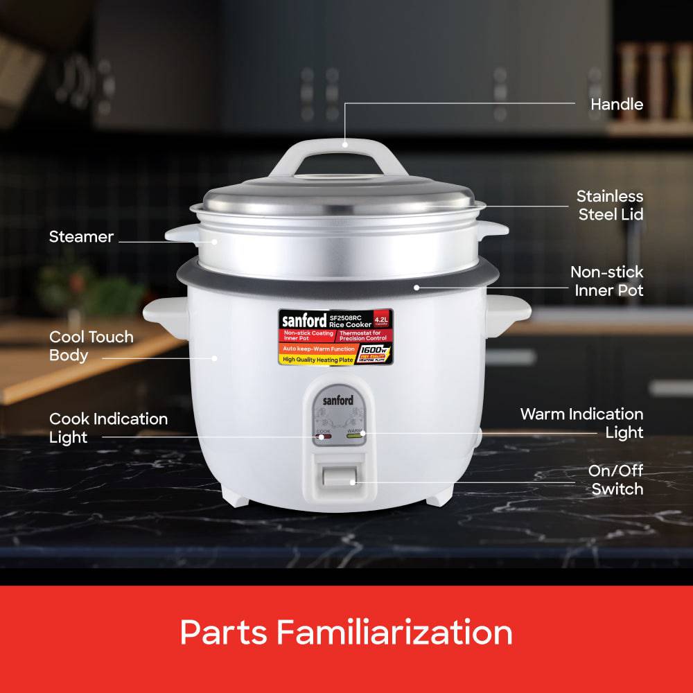 Sanford 4.2L Electric Rice Cooker With Steamer | SF2508RC - SANFORD MIDDLE EAST DWC L.L.C