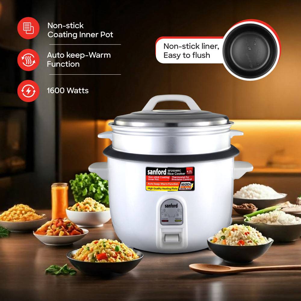 Sanford 4.2L Electric Rice Cooker With Steamer | SF2508RC - SANFORD MIDDLE EAST DWC L.L.C