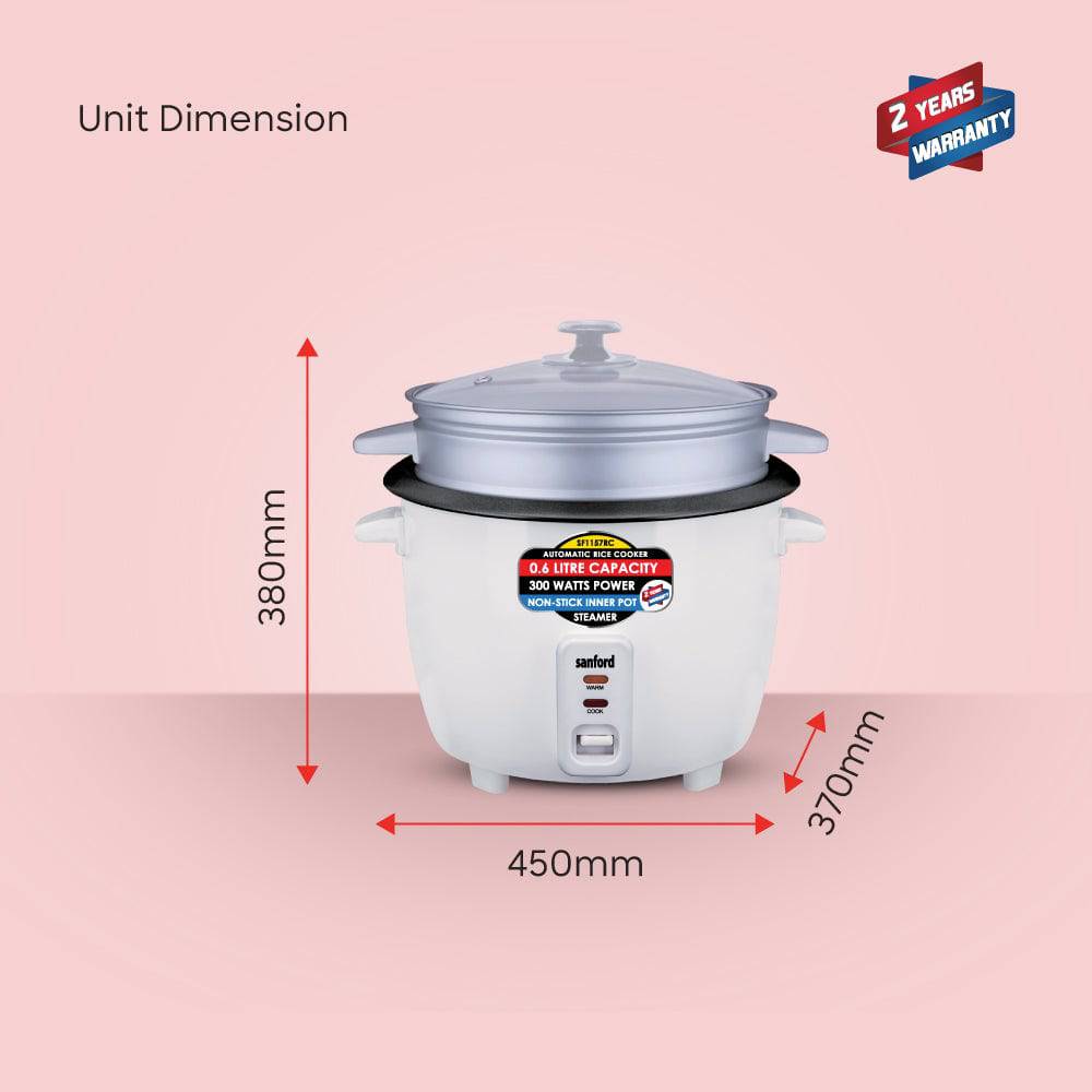 Sanford  600 ml Electric Rice Cooker With Steamer | SF1157RC - SANFORD MIDDLE EAST DWC L.L.C