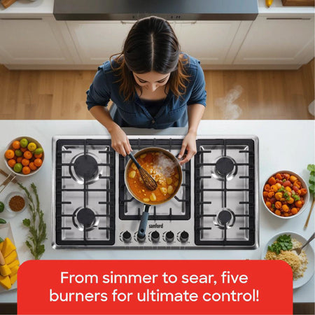 5 burner stainless steel gas hob FSD safety device sanford 2