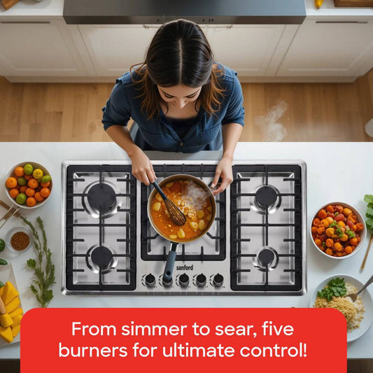 Sanford Stainless Steel 5-Burner Gas Hob with FSD Safety device | SF5452GH-FSD - SANFORD MIDDLE EAST DWC L.L.C
